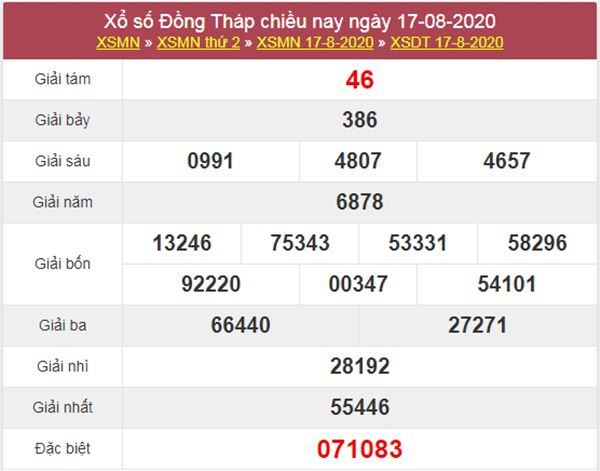 Soi cầu XSDT 24/8/2020 chốt lô Đồng Tháp thứ 2 cực chuẩn